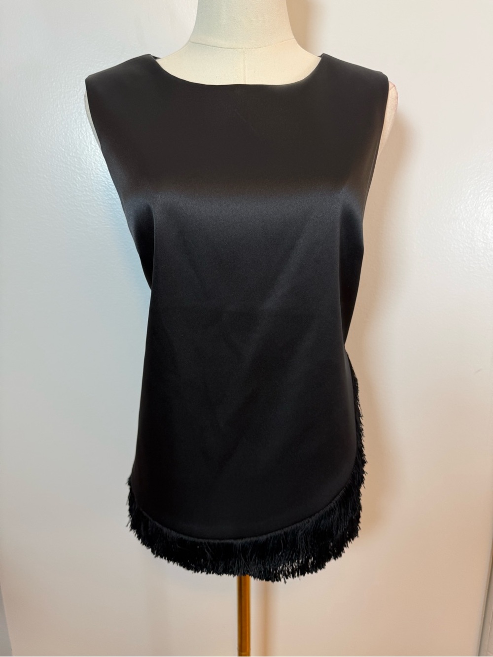 J. Crew Collection Black Sleeveless Fringe Hem Tank
